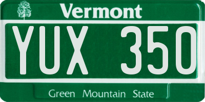 VT license plate YUX350