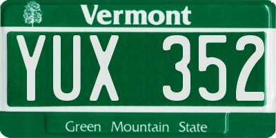 VT license plate YUX352