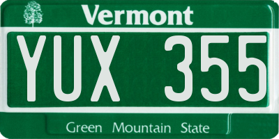 VT license plate YUX355