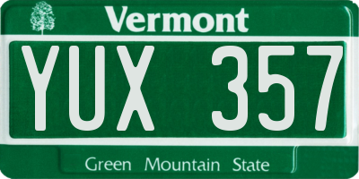 VT license plate YUX357