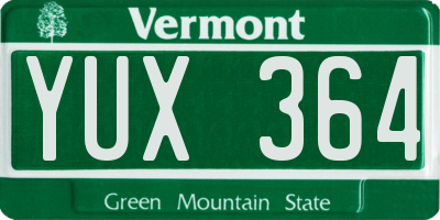 VT license plate YUX364