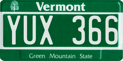 VT license plate YUX366