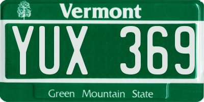VT license plate YUX369