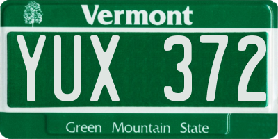 VT license plate YUX372