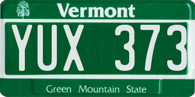 VT license plate YUX373