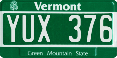 VT license plate YUX376