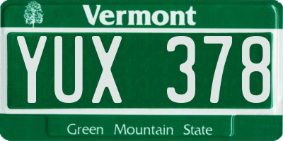 VT license plate YUX378
