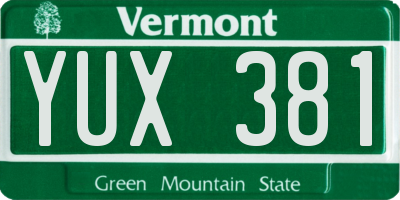 VT license plate YUX381