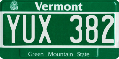 VT license plate YUX382
