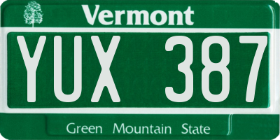 VT license plate YUX387