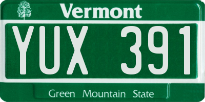 VT license plate YUX391