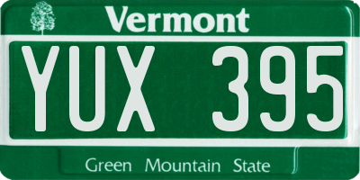 VT license plate YUX395