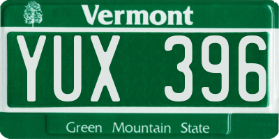 VT license plate YUX396