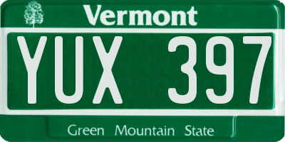 VT license plate YUX397