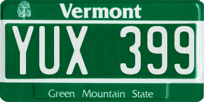 VT license plate YUX399