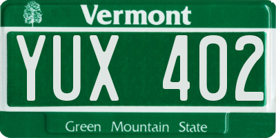 VT license plate YUX402