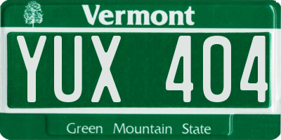 VT license plate YUX404