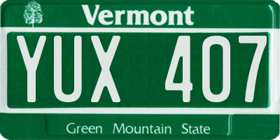 VT license plate YUX407