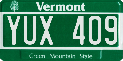 VT license plate YUX409