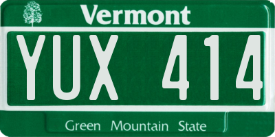 VT license plate YUX414