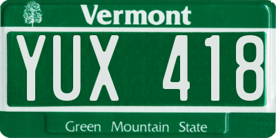VT license plate YUX418