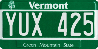 VT license plate YUX425