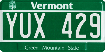 VT license plate YUX429