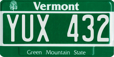 VT license plate YUX432