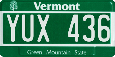 VT license plate YUX436