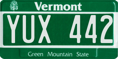 VT license plate YUX442