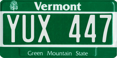 VT license plate YUX447
