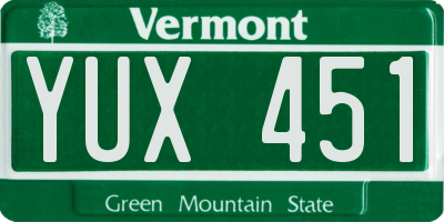 VT license plate YUX451