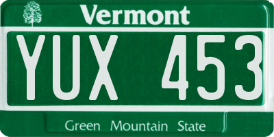 VT license plate YUX453