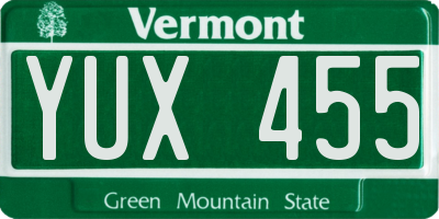 VT license plate YUX455