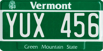 VT license plate YUX456