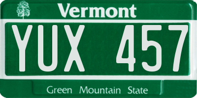 VT license plate YUX457