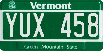 VT license plate YUX458