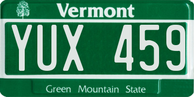 VT license plate YUX459