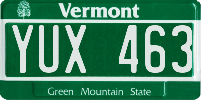 VT license plate YUX463