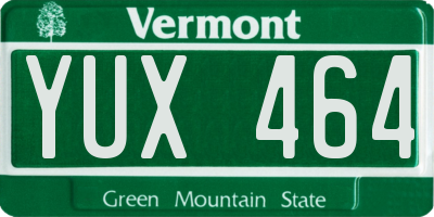 VT license plate YUX464
