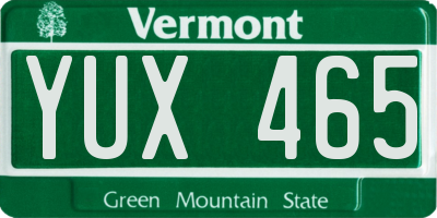 VT license plate YUX465