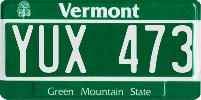 VT license plate YUX473