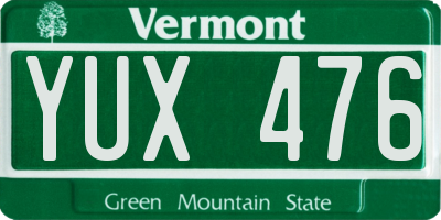 VT license plate YUX476