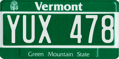 VT license plate YUX478