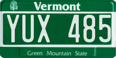 VT license plate YUX485