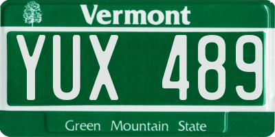 VT license plate YUX489