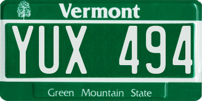 VT license plate YUX494