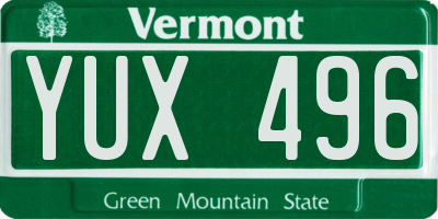 VT license plate YUX496