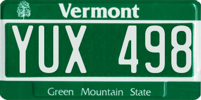 VT license plate YUX498