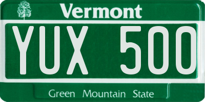 VT license plate YUX500